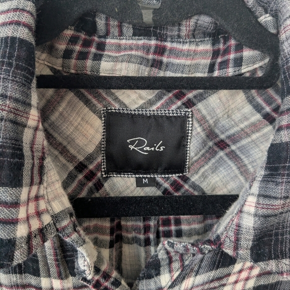 Rails black, white, red plaid button down shirt - size med - Picture 2 of 6